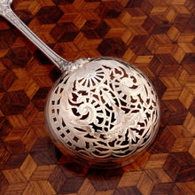 Load image into Gallery viewer, Antique French Sterling Silver Sugar Sifter Spoon, Mascaron Satyr Mask, Boxed