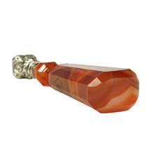 Load image into Gallery viewer, Antique French Wax Seal Silver & Agate Desk Stamp, Cross Matrix