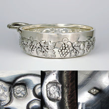 Load image into Gallery viewer, French Sterling Silver Tastevin Wine Taster Sommelier Cup Repousse Grapes