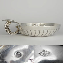 Load image into Gallery viewer, French Silver Tastevin Wine Taster Sommelier Cup, Ram Head Handle