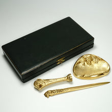 Load image into Gallery viewer, Maurice Frecourt French Gilt Bronze Desk Set, Wax Seal, Dish, Letter Opener