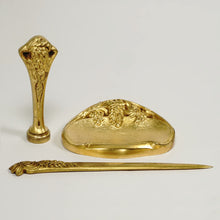 Load image into Gallery viewer, Maurice Frecourt French Gilt Bronze Desk Set, Wax Seal, Dish, Letter Opener
