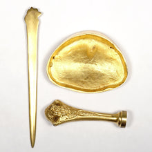 Load image into Gallery viewer, Maurice Frecourt French Gilt Bronze Desk Set, Wax Seal, Dish, Letter Opener