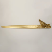 Load image into Gallery viewer, Antique French Signed Bronze Letter Opener, Grouse Hunting Game Bird