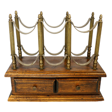 Load image into Gallery viewer, Antique French Brass and Wood Table Top Wine Rack Display Holder
