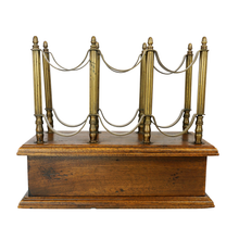 Load image into Gallery viewer, Antique French Brass and Wood Table Top Wine Rack Display Holder