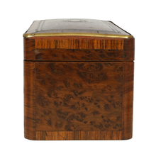 Load image into Gallery viewer, Antique French Tea Caddy Box Burl Wood Brass Inlay