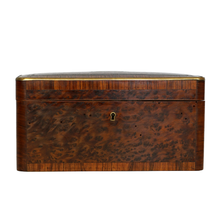 Load image into Gallery viewer, Antique French Tea Caddy Box Burl Wood Brass Inlay