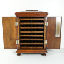 Load image into Gallery viewer, Antique Victorian Wood Cigar Caddy Box, Table Top Cabinet Cigar Presenter Box