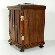 Load image into Gallery viewer, Antique Victorian Wood Cigar Caddy Box, Table Top Cabinet Cigar Presenter Box