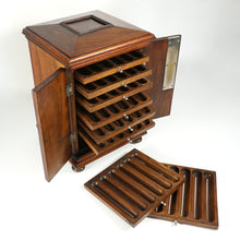 Load image into Gallery viewer, Antique Victorian Wood Cigar Caddy Box, Table Top Cabinet Cigar Presenter Box