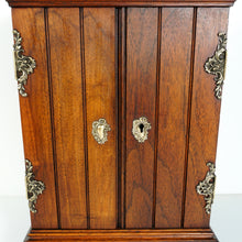 Load image into Gallery viewer, Antique Victorian Wood Cigar Caddy Box, Table Top Cabinet Cigar Presenter Box