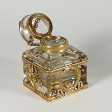 Load image into Gallery viewer, Antique French Gilt Bronze Cut Crystal Inkwell Neoclassical Empire
