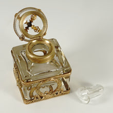 Load image into Gallery viewer, Antique French Gilt Bronze Cut Crystal Inkwell Neoclassical Empire