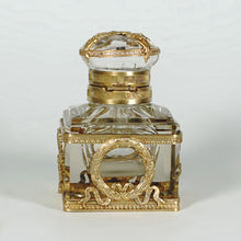 Load image into Gallery viewer, Antique French Gilt Bronze Cut Crystal Inkwell Neoclassical Empire