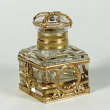 Load image into Gallery viewer, Antique French Gilt Bronze Cut Crystal Inkwell Neoclassical Empire