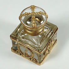 Load image into Gallery viewer, Antique French Gilt Bronze Cut Crystal Inkwell Neoclassical Empire