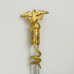 Antique French Napoleon III Empire Crystal Handled Gilt Bronze Dip Pen, Writing Calligraphy