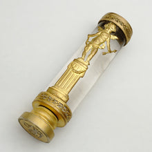 Load image into Gallery viewer, Antique French Crystal Gilt Bronze Wax Seal Napoleon III Empire Cherub Desk Stamp