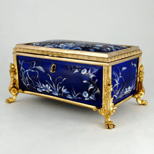 Load image into Gallery viewer, Antique French Enamel on Copper Jewelry Box Gilt Bronze