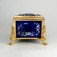 Load image into Gallery viewer, Antique French Enamel on Copper Jewelry Box Gilt Bronze