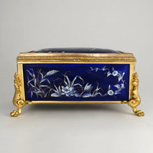 Load image into Gallery viewer, Antique French Enamel on Copper Jewelry Box Gilt Bronze
