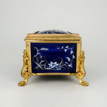 Load image into Gallery viewer, Antique French Enamel on Copper Jewelry Box Gilt Bronze