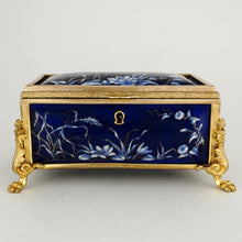 Load image into Gallery viewer, Antique French Enamel on Copper Jewelry Box Gilt Bronze