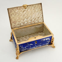 Load image into Gallery viewer, Antique French Enamel on Copper Jewelry Box Gilt Bronze