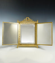 Load image into Gallery viewer, Antique French Napoleon III Empire Style Gilt Bronze Ormolu Folding Triptych Dressing Table Vanity Mirror