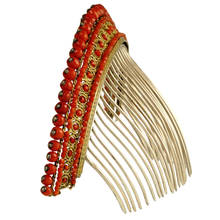 Load image into Gallery viewer, Antique French Empire Coral Hair Comb Diadem Tiara Gold Vermeil Silver