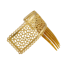 Load image into Gallery viewer, Antique French Hair Comb, Spanish Peineta Style Lattice Filigree