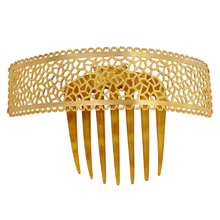 Load image into Gallery viewer, Antique French Hair Comb, Spanish Peineta Style Lattice Filigree
