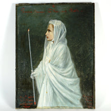 Load image into Gallery viewer, Antique French First Communion Portrait of a Girl, Oil Painting by abbot Lambert 1873