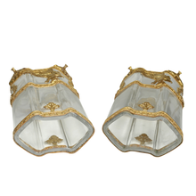 Load image into Gallery viewer, Pair Antique French Glass & Gilt Ormolu Vases Empire Neoclassical Style