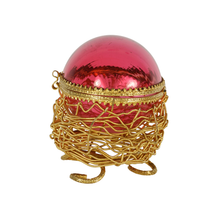 Load image into Gallery viewer, Antique French Palais Royal Cranberry Glass Egg Box Sewing Etui Necessaire