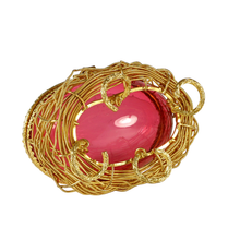 Load image into Gallery viewer, Antique French Palais Royal Cranberry Glass Egg Box Sewing Etui Necessaire