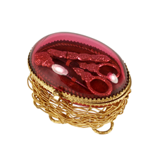 Load image into Gallery viewer, Antique French Palais Royal Cranberry Glass Egg Box Sewing Etui Necessaire