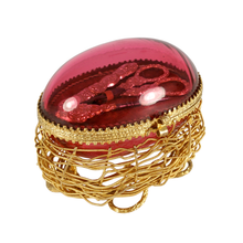 Load image into Gallery viewer, Antique French Palais Royal Cranberry Glass Egg Box Sewing Etui Necessaire