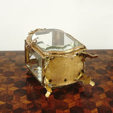Load image into Gallery viewer, Antique Victorian Beveled Glass Ormolu Pocket Watch Holder Display Vitrine Box Cabinet