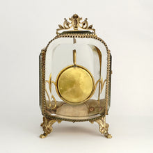 Load image into Gallery viewer, Antique Victorian Beveled Glass Ormolu Pocket Watch Holder Display Vitrine Box Cabinet