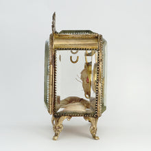 Load image into Gallery viewer, Antique Victorian Beveled Glass Ormolu Pocket Watch Holder Display Vitrine Box Cabinet