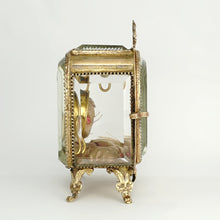 Load image into Gallery viewer, Antique Victorian Beveled Glass Ormolu Pocket Watch Holder Display Vitrine Box Cabinet