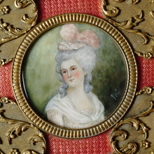 Load image into Gallery viewer, Antique French Miniature Portrait Box Pink Enamel Gilt Bronze Ormolu Glass Powder Jar