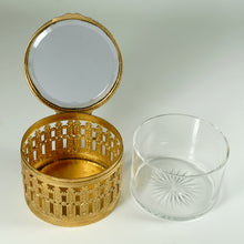 Load image into Gallery viewer, Antique French Miniature Portrait Box Pink Enamel Gilt Bronze Ormolu Glass Powder Jar