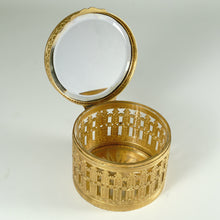 Load image into Gallery viewer, Antique French Miniature Portrait Box Pink Enamel Gilt Bronze Ormolu Glass Powder Jar