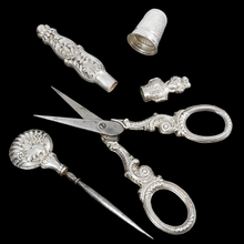 Load image into Gallery viewer, Antique French Palais Royal Silver Sewing Box Etui Necessaire