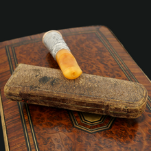 Load image into Gallery viewer, Antique French Art Nouveau Amber Cheroot Small Cigar Holder
