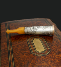 Load image into Gallery viewer, Antique French Art Nouveau Amber Cheroot Small Cigar Holder