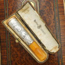Load image into Gallery viewer, Antique French Art Nouveau Amber Cheroot Small Cigar Holder